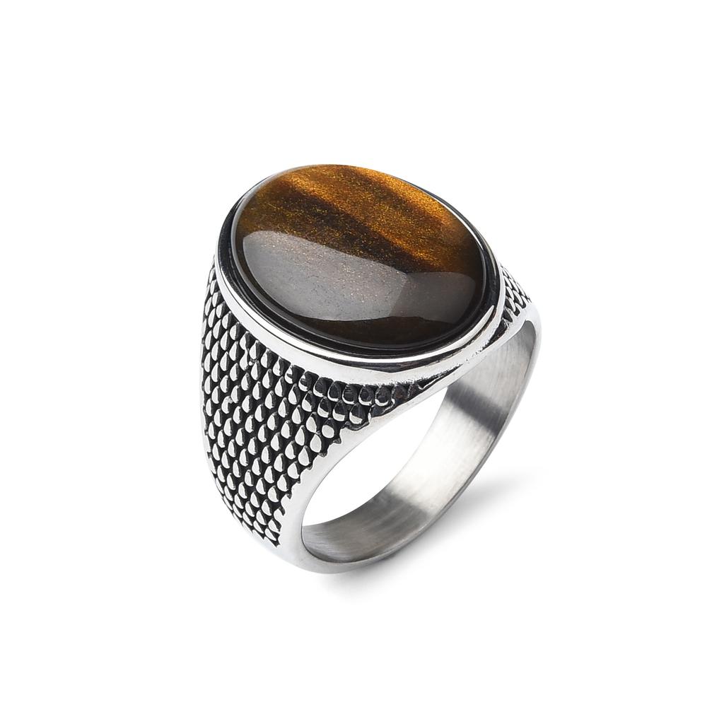Men's/Women Many Gemstone Style 316LStainless Steel Onyx Scale Texture Rings Classic Fashion Trend Jewelry High Quality Product
