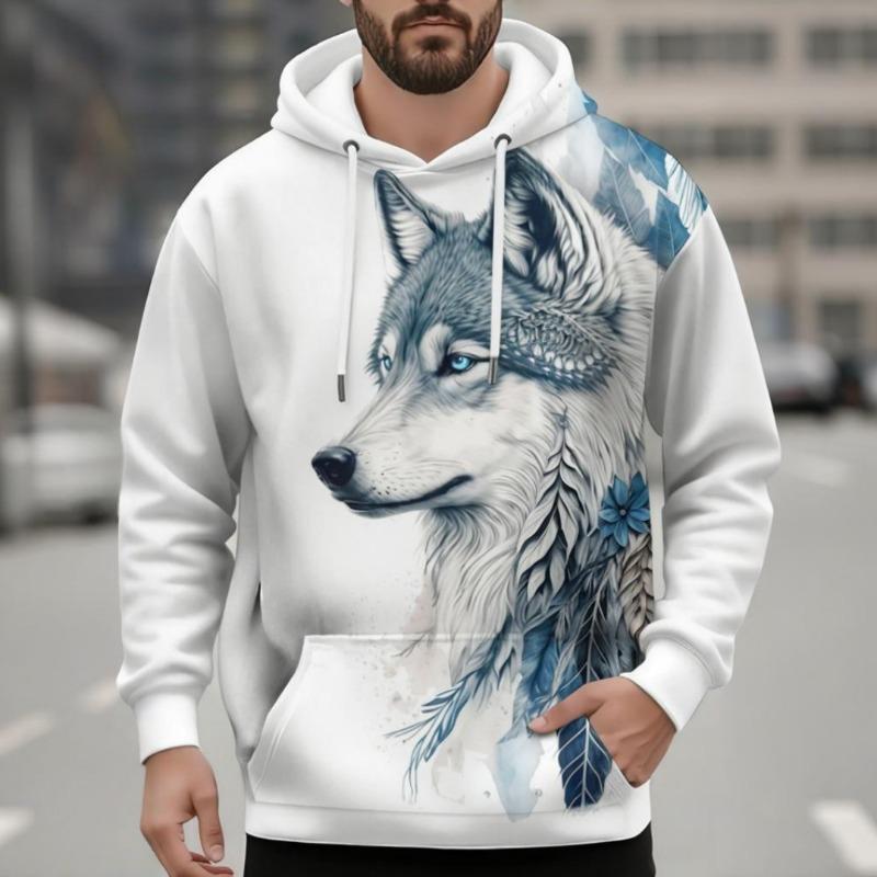 Fashion Men s Hoodie Animal Wolf and Lion 3D Print Fall Sweatshirt Hoodie Street Casual Boy Sweatshirt Y2K Men s Oversized Top Clothing 100 2260₽