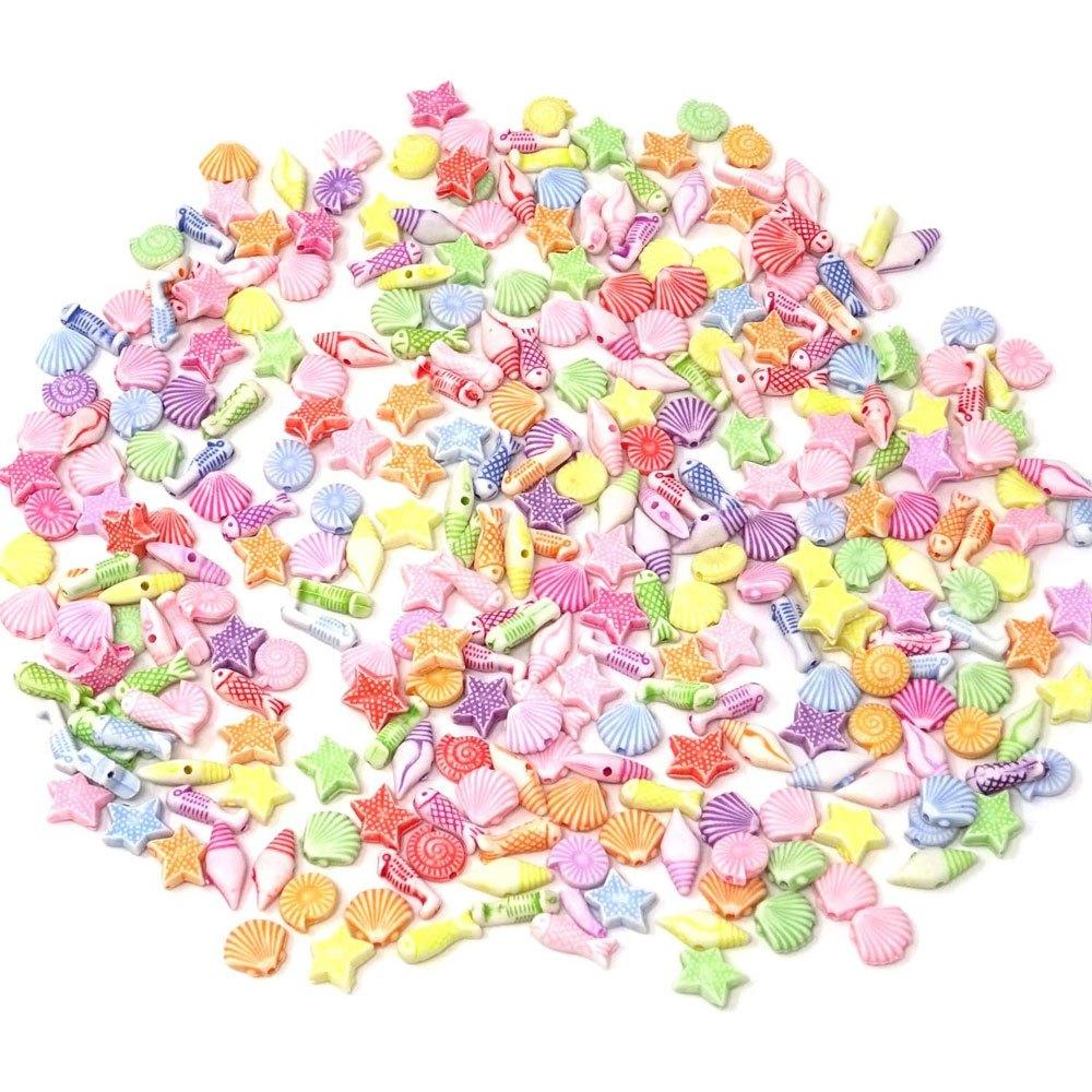 100/300 sztuk materiału akrylowego, koraliki ze zwierzętami morskimi, urocze koraliki do rękodzieła, luźne koraliki, kolorowe koraliki dystansowe w kształcie ryb, do samodzielnego tworzenia bransoletek i naszyjników