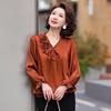 2025 Spring Wedding Banquet Top for Mother-in-law: Elegant Mid-Aged & Elderly Long-Sleeve Shirt