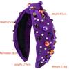 Amazon Halloween Headband Women's Fabric Knotted High Head Headband Pearl Rhinestone Headband