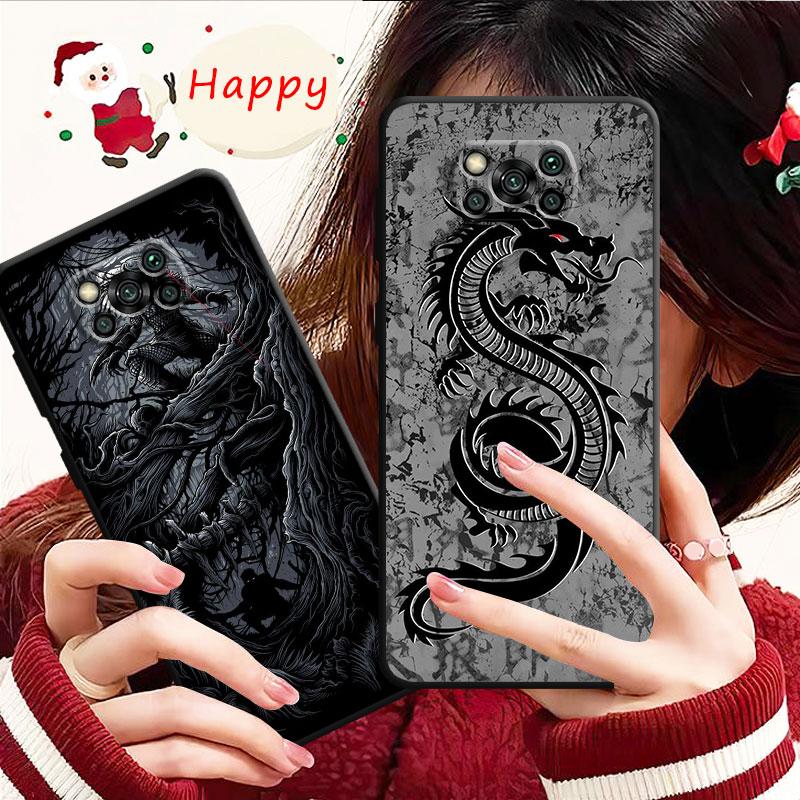 Samurajski smok wilk maska ​​dla Xiaomi Poco X3 Nfc X4pro X5 M3 dla Mi 12 13 11 10 10t 8 Note10 Lite 11ultra 11t Pro F1 okładka