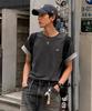 Peideu Pd Signature Logo Roll-Up Crop Short Sleeve T-Shirt Charcoal