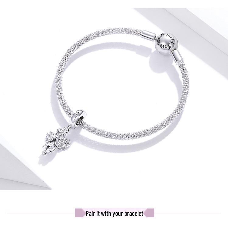 Yinziyun Little Angel Sterling Silver Pendant - Platinum Plated DIY Charm SCC1686