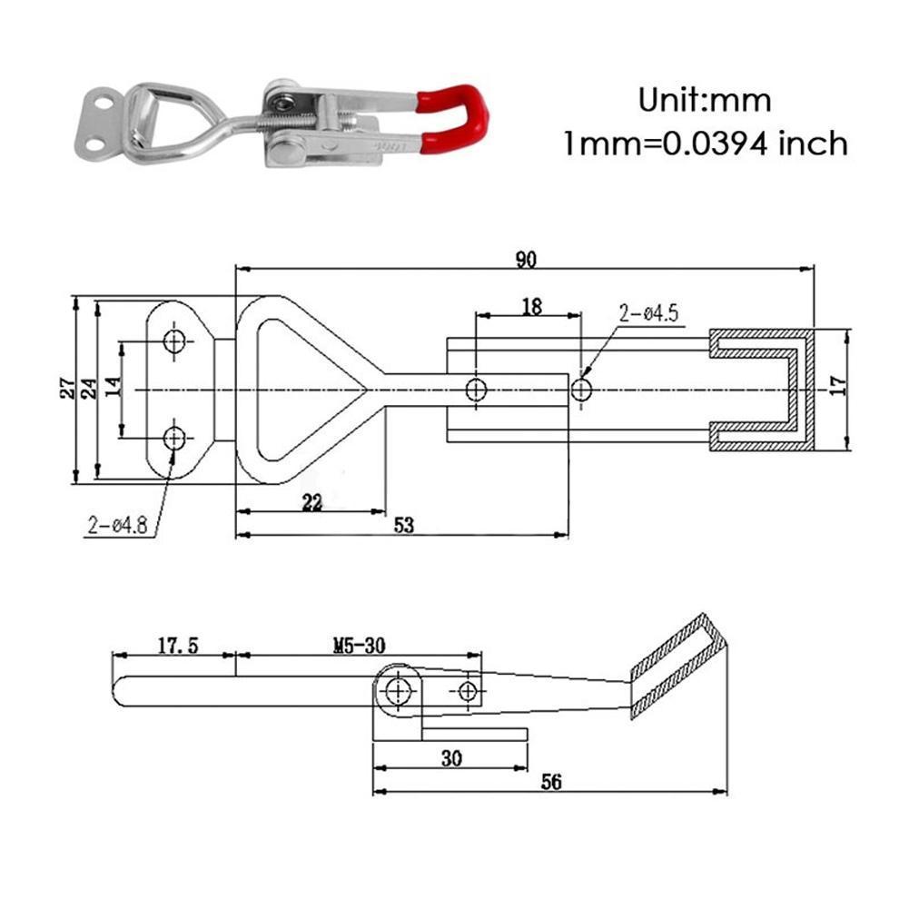 1pcs GH-4001-SS Steel Adjustable Toggle Locking Clamp Door Bolt Type Pull Action Latch Hand 150kg Woodworking Tool
