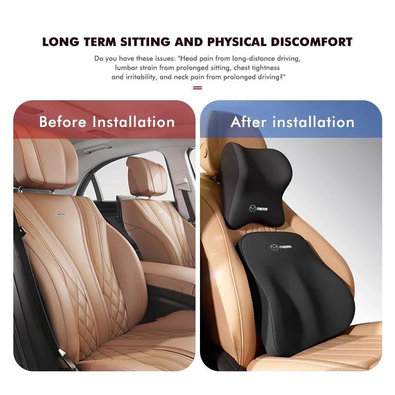 2025 Hot Car Headrest Lumbar Support Cushion Backrest Neck Pillow For Mazda Atenza Axela MX30 CX30 CX3 CX9 MX5 RX8 RX7