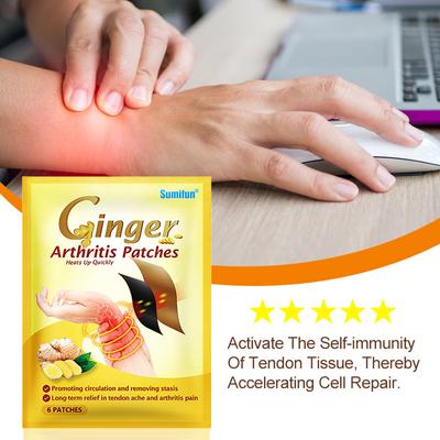 Sumifun 6 Pcs/pack Ginger Tendon Sheath Patch Black Plaster Self-heating Patch