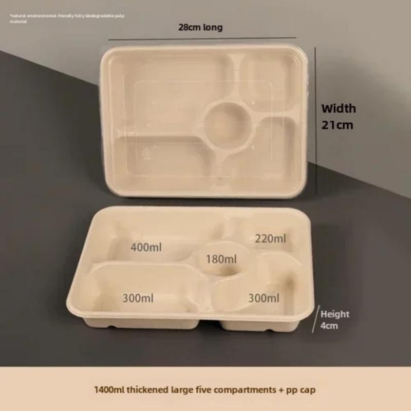 Caja de embalaje desechable para entrega dividida, 10 unidades, gran capacidad, papel de cuadrícula múltiple, cajas para el almuerzo, respetuosas con el medio ambiente, para microondas