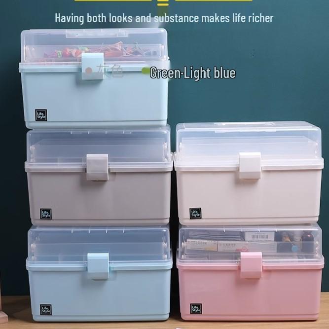 

Three-Layer Industrial-Grade Multifunctional Toolbox for Car and Home Storage Three-Layer Light Pink - 1 pc