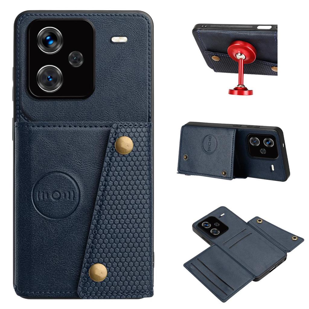 Vintage Leather Card Holder Phone Case for Xiaomi Redmi Note 13 Pro+ 5G Card Pockets Dual Snap Buttons Flip Wallet Shell