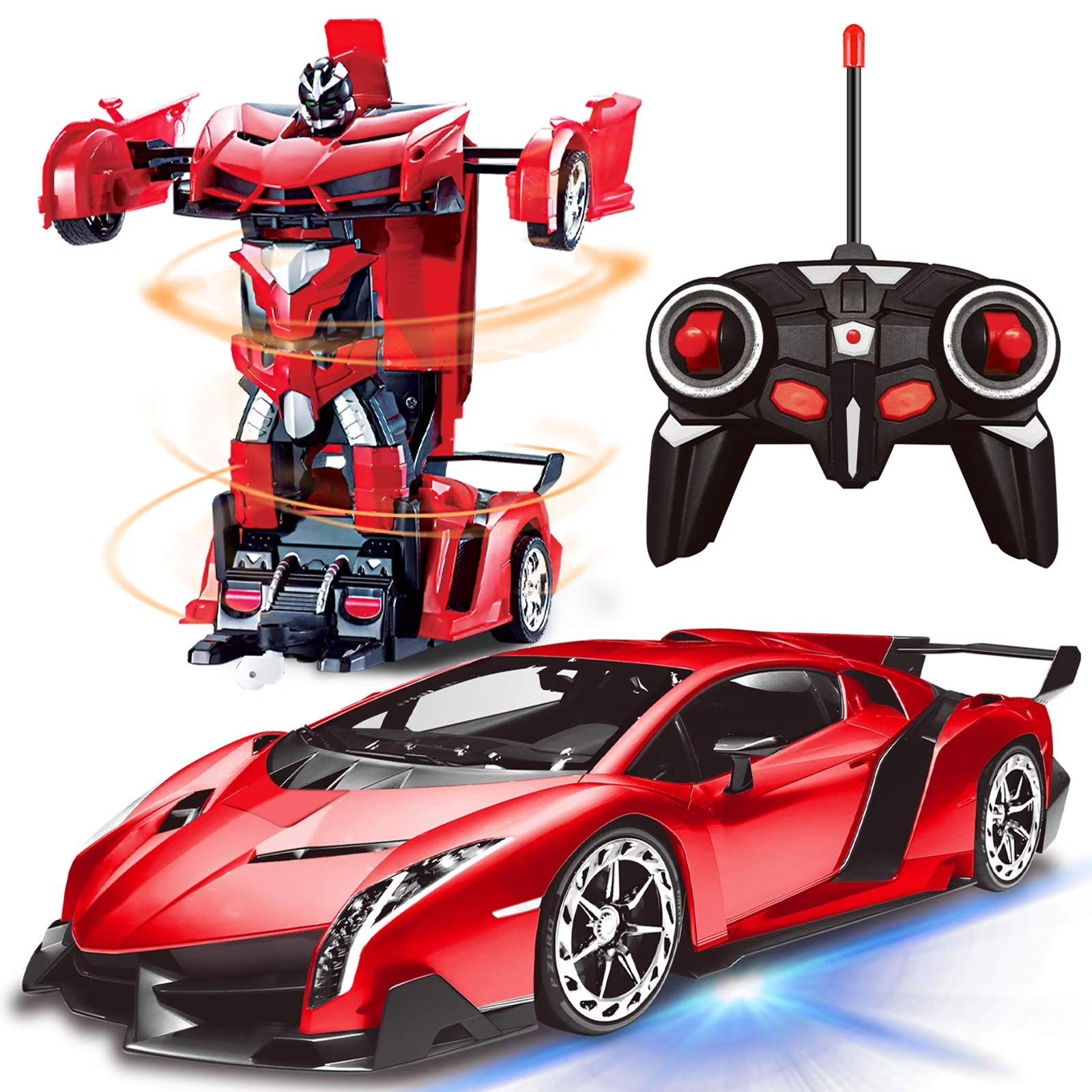 

Remote Control Transform Car Robot Toy 2.4Ghz 1:18 Rechargeable 360°Rotating Stunt Race Car Toys for Kids Boys Girls Age 8 9 10 11 Year Old Toy Gifts
