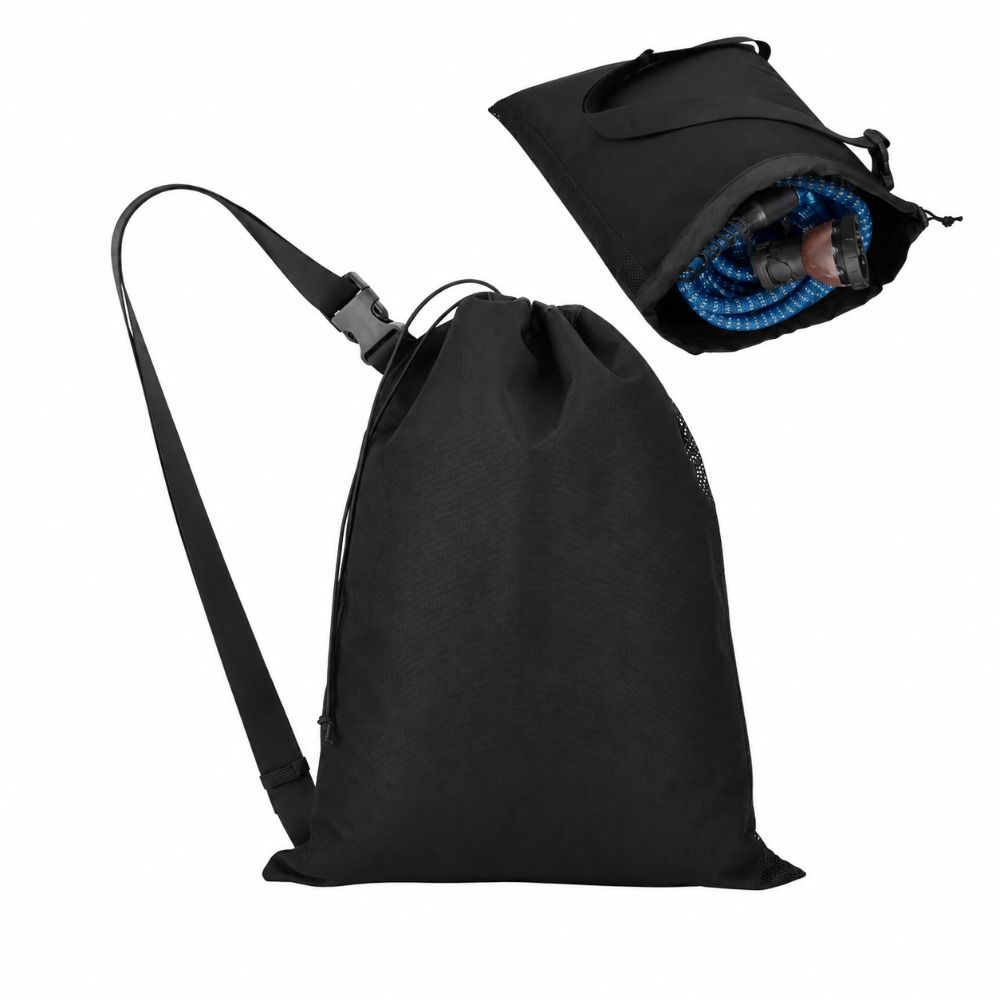 Nylon Fabric, Mesh Garden Hose Organizer Black Water Hose Storage Bag Jumper Cable Storage