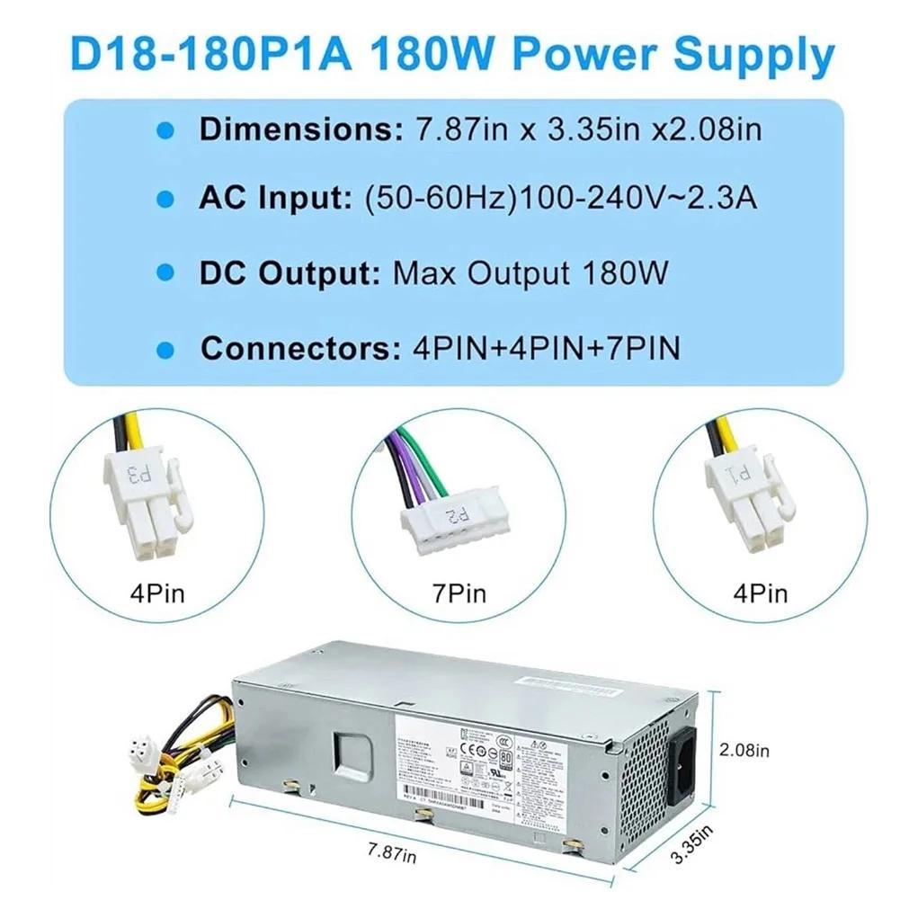 Replacement Power Supply 180W for HP 280 G3 400 SFF PA-1181-3HB L08404-002 with 4+4+7Pin Connector Compatible Adapter