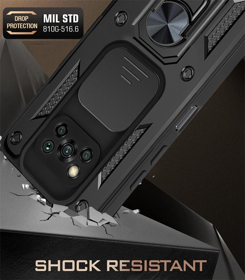 Противоударный защитный чехол для слайд-камеры для Xiaomi Poco X3 Pro, автомобильный магнитный держатель, кольцо, защитный чехол для Poko Little X 3 X3Pro NFC