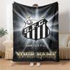 Name Custom Santos FC Logo Print Flannel Blanket High Quality Warm Comfortable Cover for All Seasons Perfect for Gifts Home Decor