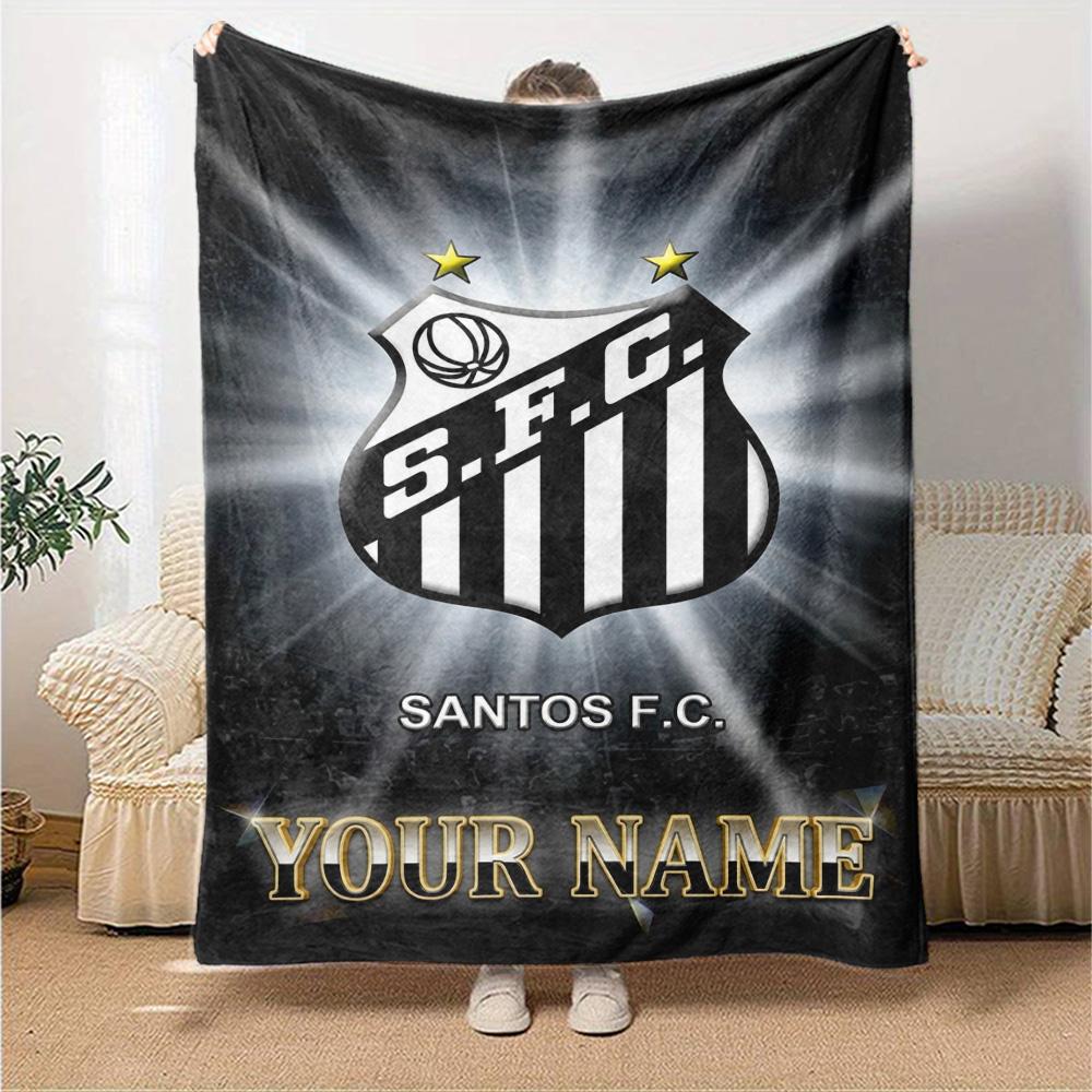 Name Custom Santos FC Logo Print Flannel Blanket High Quality Warm Comfortable Cover for All Seasons Perfect for Gifts Home Decor