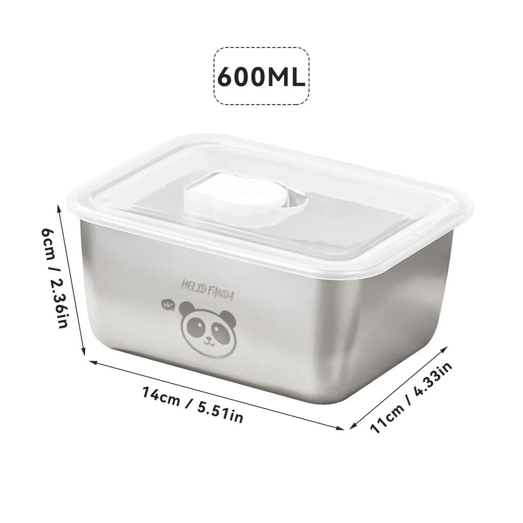 304 Stainless Steel Bento Lunch Box Refrigerator Sealed Food Preservation Box Frozen Meat Box Fruit Vegetables Storage Container
