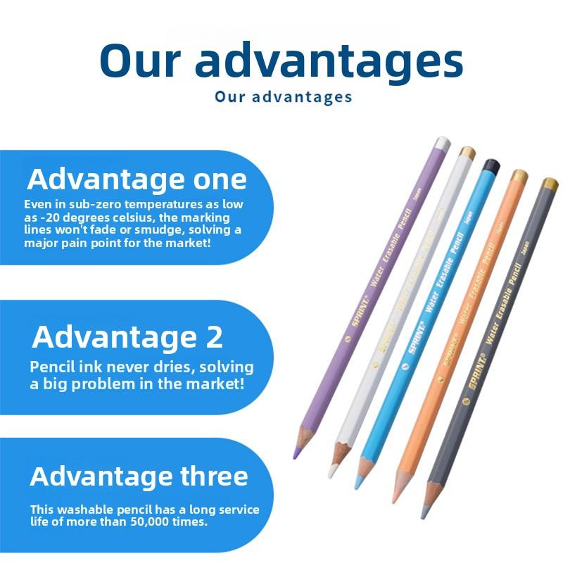 12Pcs Tailor Chalk Pencils, Water Washable Fabric Marking Pencils Red Blue White Multicolor Sewing Mark Pen