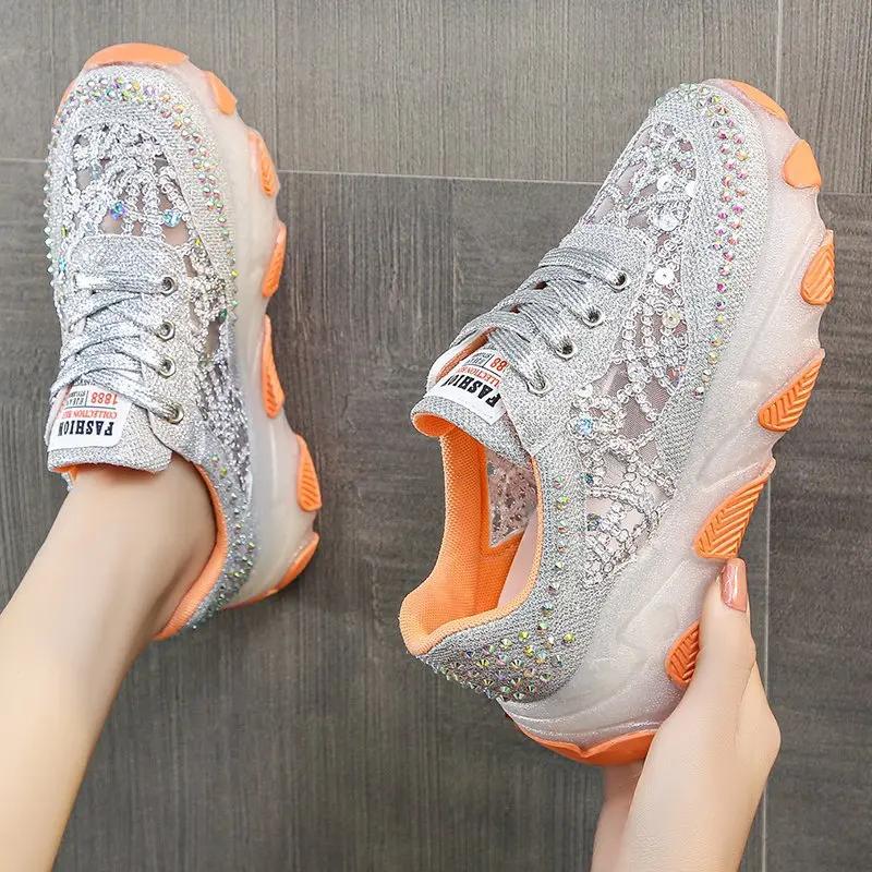 

Fashion 2025 Spring Summer New Women s Shoes Breathable Mesh Thick Bottom Fashion Women s Shoes Outdoor Casual Shoes Fashion Sneakers 40 оранжевый