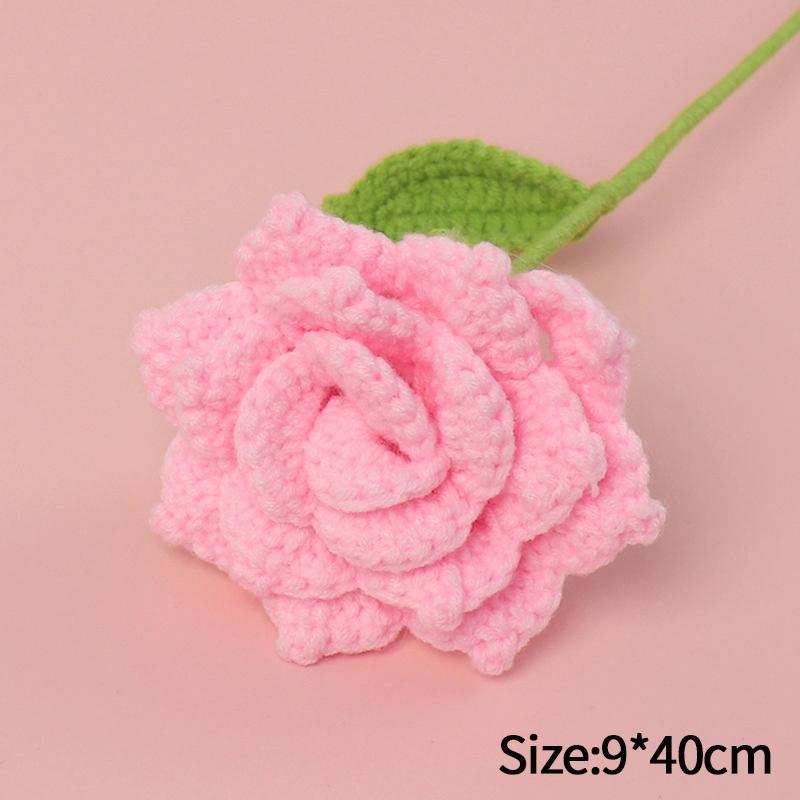 Carnation Crochet Flower Hand Woven Bouquet Artificial Flowers Knitting Flower Rose Teacher's Day Mother's Day Birthday Gift