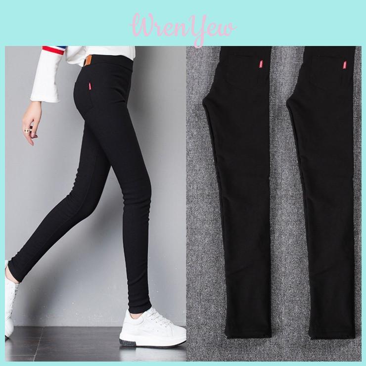 Black Skinny Pants For Women With Polyester Fabric Slim Fit High Waist Casual Trousers