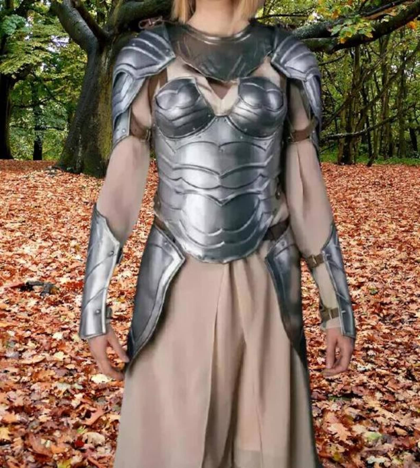 Women s Medieval Knight Armor Steel Warrior Princess Costume Cosplay Outfit