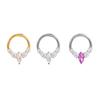 Fuxuan ASTM F136 Titanium Cubic Zircon Stone Hinged Segment Clicker Nose Ring Piercing Jewelry