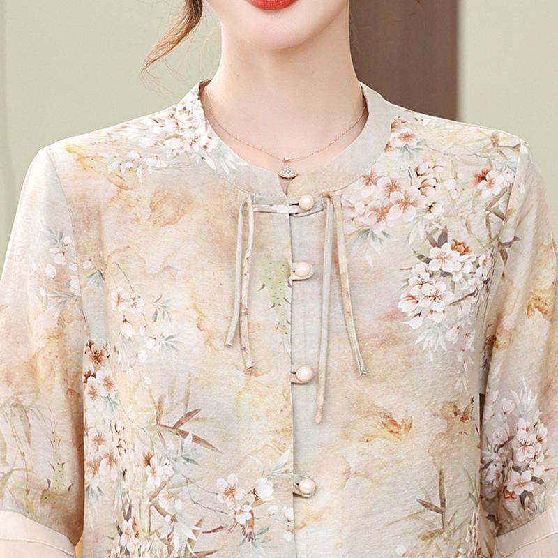 2026 Summer Chiffon Cardigan: Stylish Short-Sleeved Shirt for Middle-Aged and Elderly Women