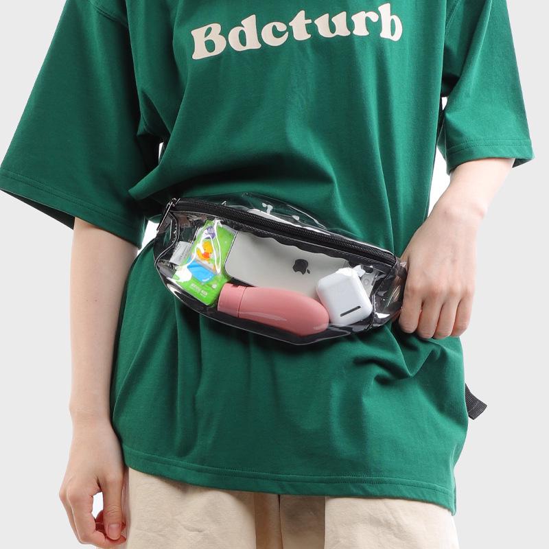 Women's Trendy Transparent PVC Fanny Pack - Waterproof Jelly Crossbody and Shoulder Beach Bag