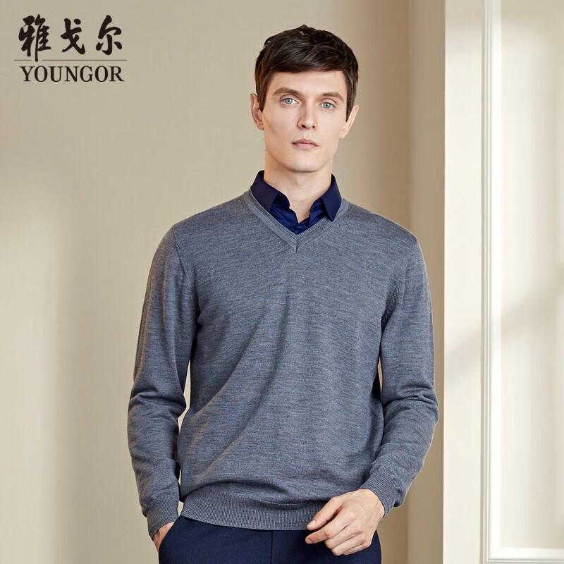 

YOUNGOR Men s Autumn/Winter V-Neck Wool Sweater 105cm