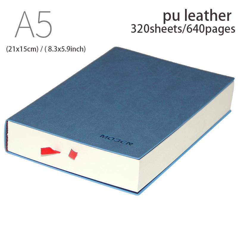 640/400/240/160 sider Ultratykk linjert studentdagbok Notatbok Kontorrekvisita A4/A5/A6 PU-skinn Arbeidsnotatblokk for forretninger
