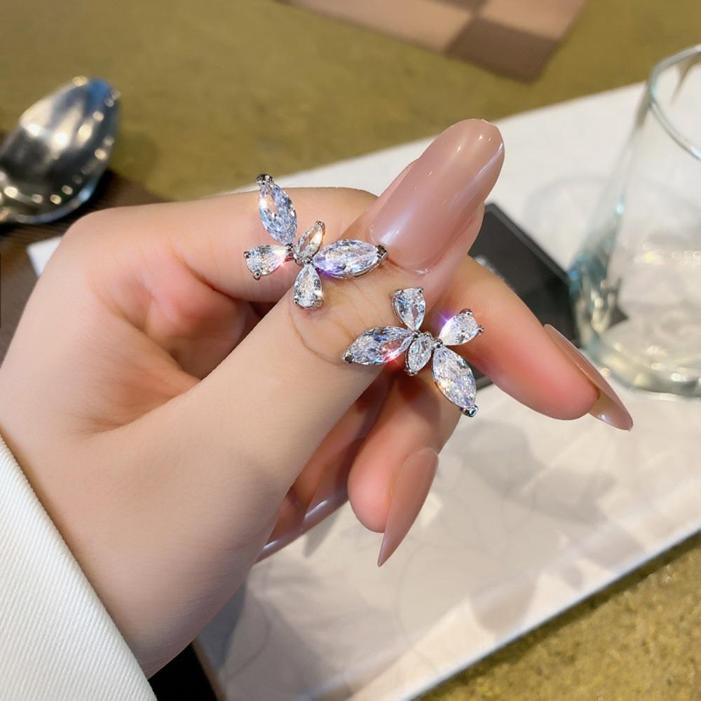Super Immortal Zircon Butterfly Open Index Finger Ring, Trendy Design Temperament Versatile Index Finger Ring