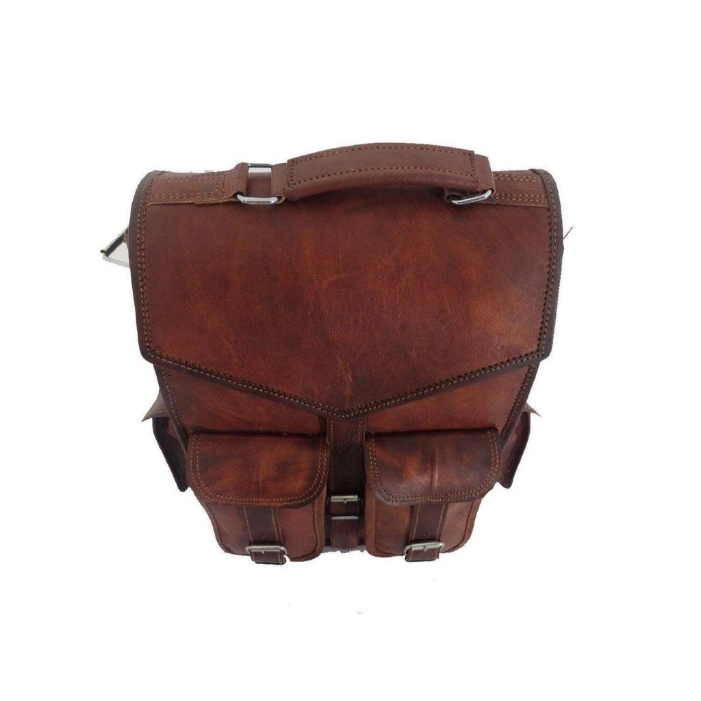 Goat Leather Bag Backpack Rucksack Vintage Laptop Brown Genuine Travel New Men's