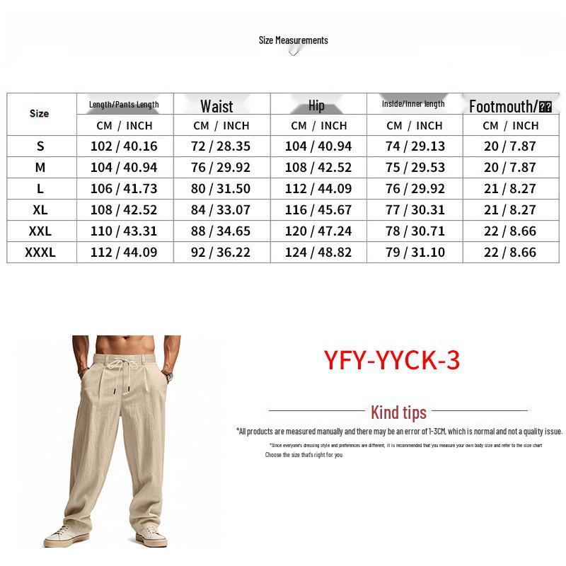 American Style Men's Casual Wide-Leg Linen Beach Pants - Four Seasons Trend