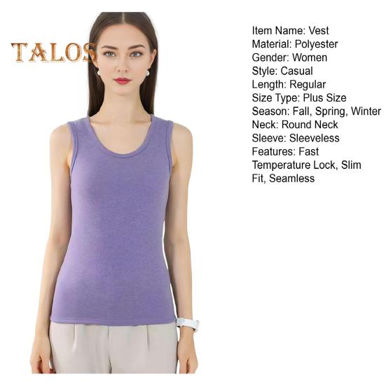 Zimní Dámská zateplená vesta Bezešvá Sametová Rychlá Temperature Lock Kulatý výstřih Slim Fit Elastická vnitřní nošení Bez rukávů Spodní část tílka