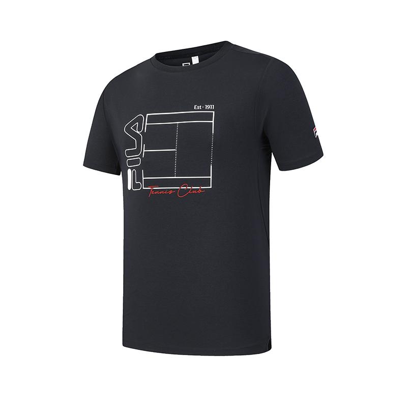 FILA Tennis Simple Comfortable Casual Sports Tennis Style Knitted Short Sleeve T-Shirt Men Tops Legendary-Blue A11M623150FNV S