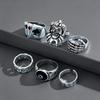 6Pcs Men Punk Poker Joker Silver Color Rings for Men Goth Skeleton Billiards Set Couple Emo New Fashion Jewelry Anillos Hombre