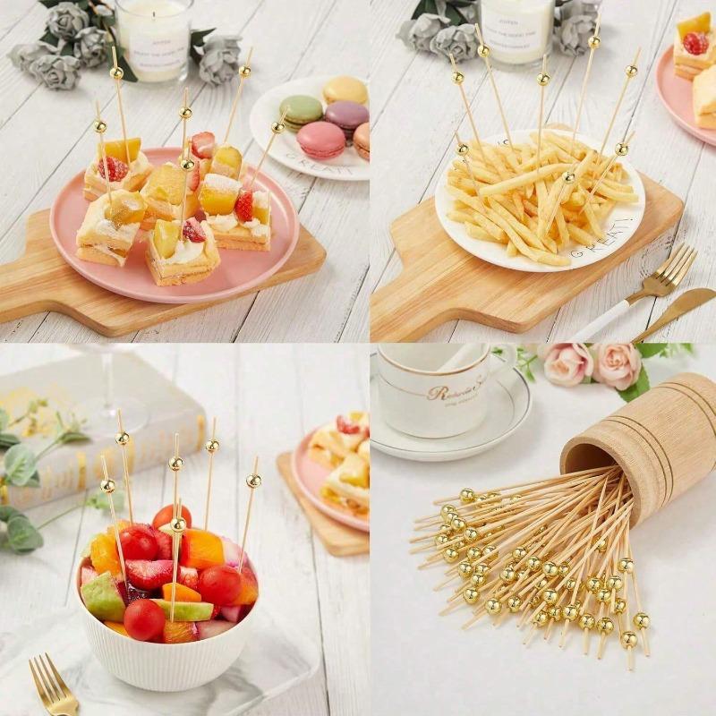 Fruit Skewers, Bamboo Sticks, Flower Picks, Fruit Kabobs, Creative Art Toothpicks, Cocktail Decorated Bamboo Sticks, Cake & Burger Art Forks