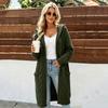 Women's Long Knit Cardigan with Hood - Long Sleeve Sweater Coat with Pockets