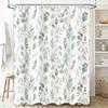 Leaf Pattern Shower Curtain Waterproof Bath Decor Home Decoration Green Beige 3D Printed Polyester Fabric Available in Various S