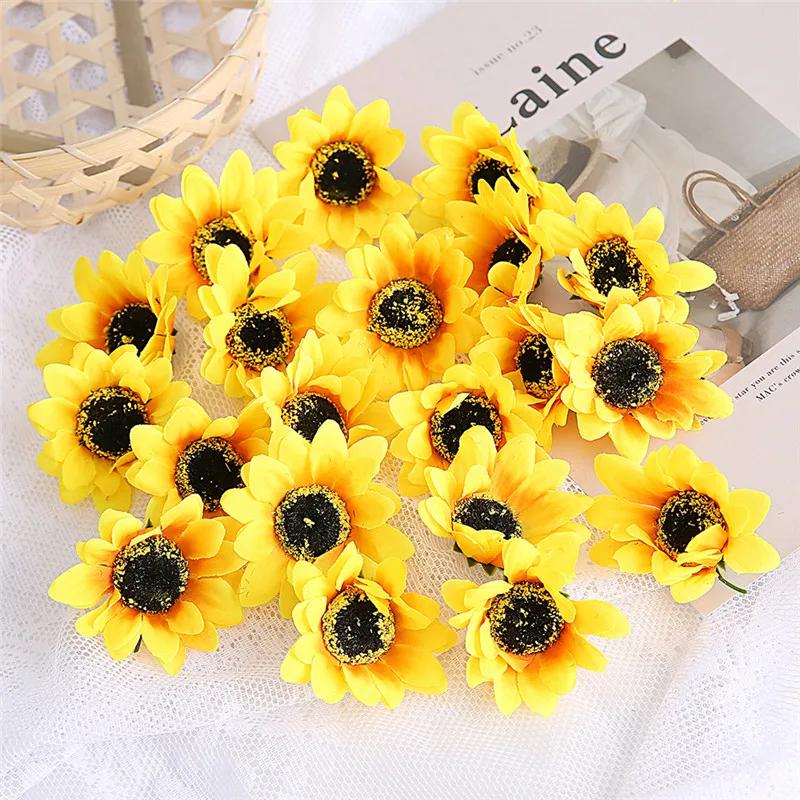 10pcs Beautiful Silk Sunflower Artificial Daisy Flowers Head For DIY Wedding Decoration Home Wreath Scrapbooking Accessories