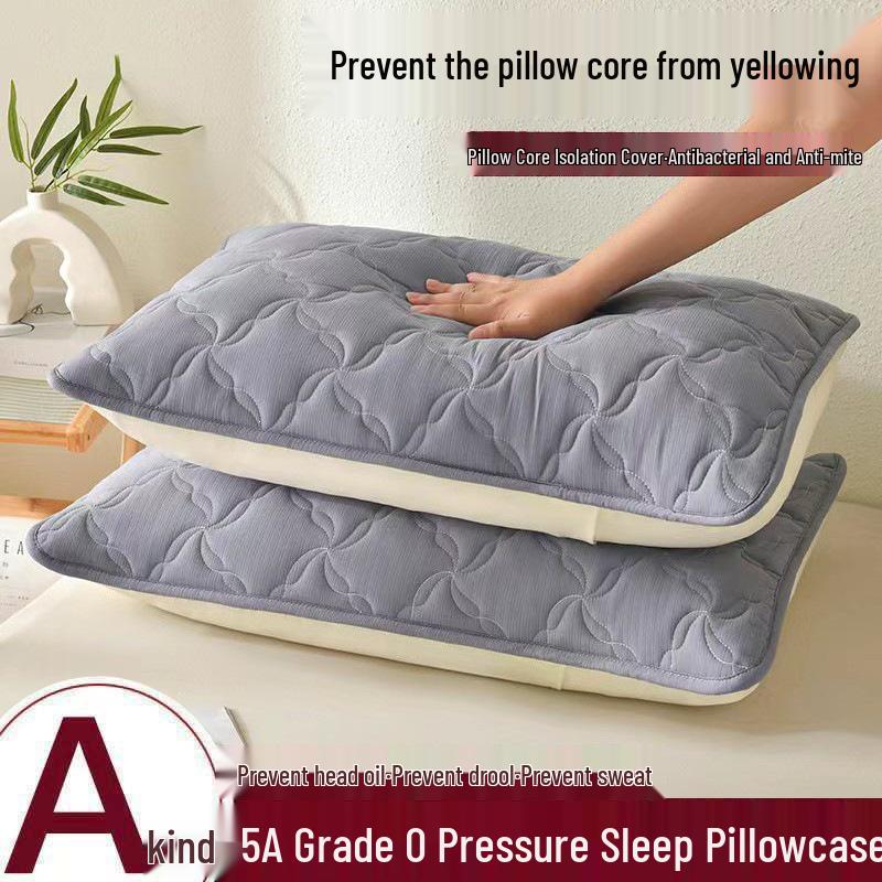 Quilted Anti-Dirt Pillowcase: Oil, Dirt & Saliva Resistant, Machine Washable, Ideal for Home/Dorm.