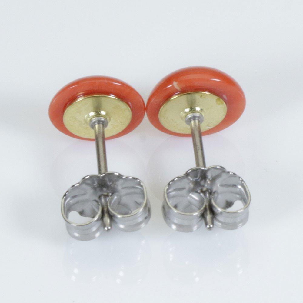 Mediterranean Red Coral Earrings Titanium Semicircle Coral Undyed
