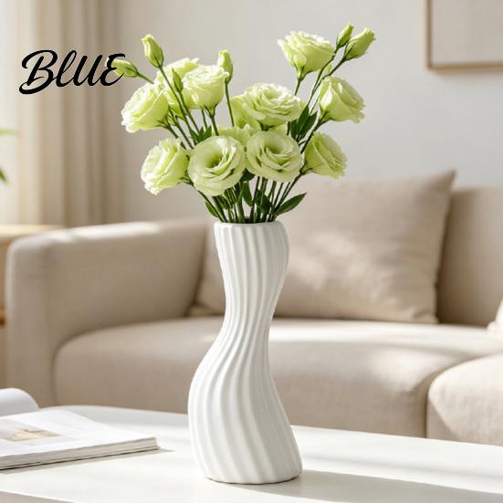 Stylish Entrance Hall Decor Minimalist Twisted Vase Modern Ribbed Flower Decorative Container Creative Farmhouse Interior Floral Arrangement Holder