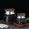 Portable Alcohols Burners Stove Cooking Pot with Wood Lid For Outdoor Picnics Hiking And Indoor Rice Making Cookware Set
