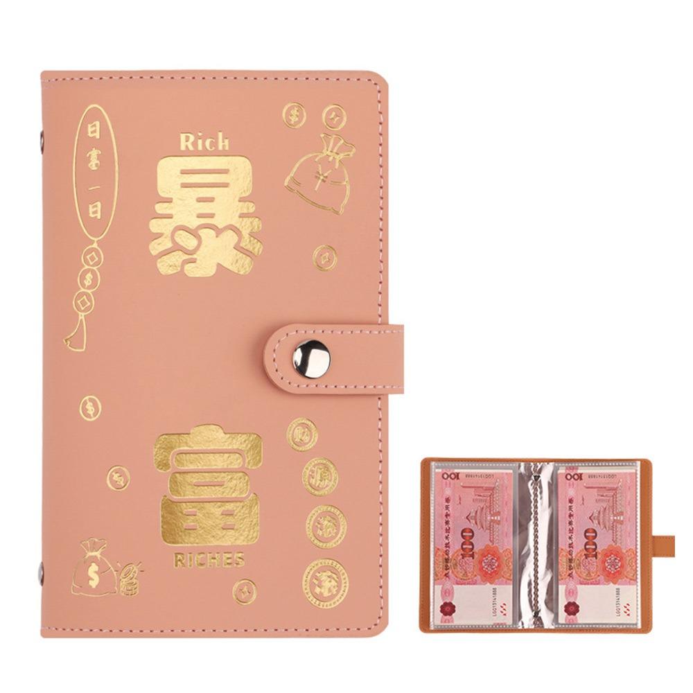 Funny 100 Envelopes Money Saving Challenge Large Capacity PU Get Rich Overnight Mini Binder Savings Challenge Budget Binder