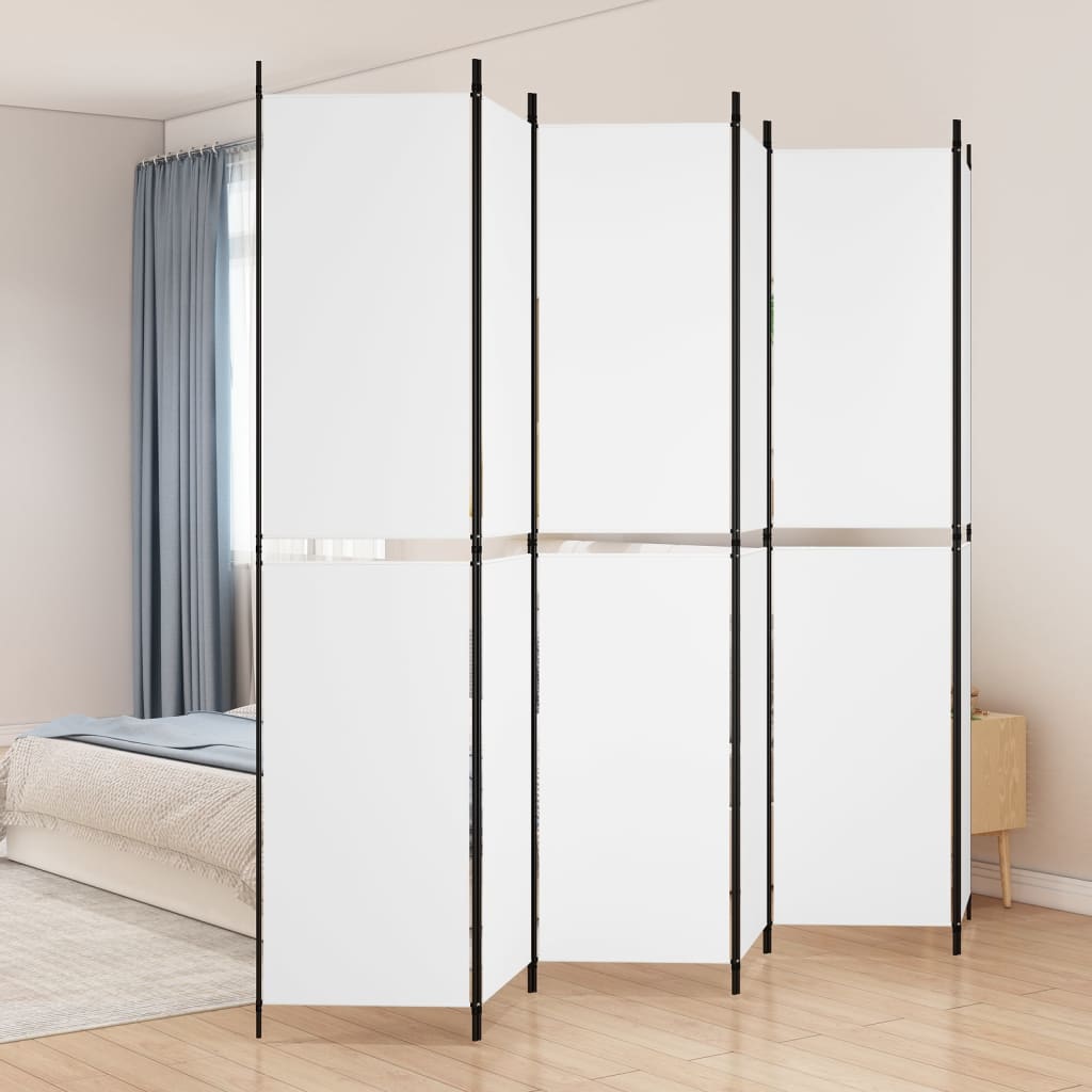 6-panelowy biały parawan składany 300 x 220 cm Tkanina