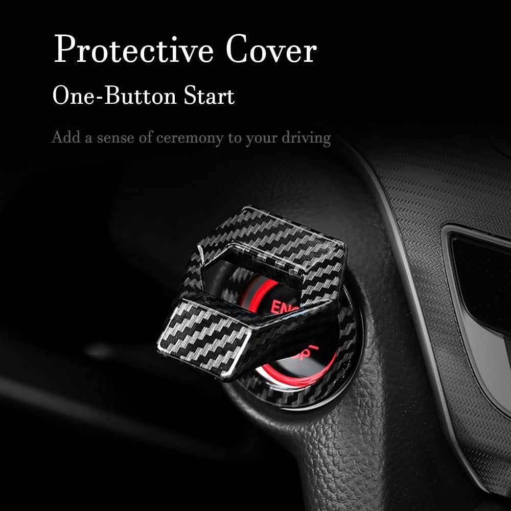 Engine Start/Stop Button Cover, Carbon Fiber Zinc Alloy Car Power Control Trim, Push To Start Button Key Ignition Protective Cover, Universal for