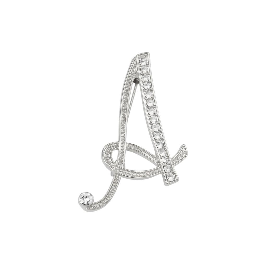 Alloy Letter Brooch with Embedded Crystals Elegant Alphabet Pin Suitable for Formal and Casual Wear Stylish Metal Letter Accessory
