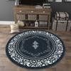 Grenzüberschreitender Retro Persischer Kristall Samt Runder Teppich - Leicht zu reinigende Bodenmatte für Wohnzimmer, Arbeitszimmer & Couchtisch